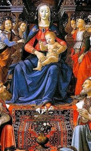 Domenico_Ghirlandaio_Madonna_and_Child_enthroned_with_Saint_c_1483detalle