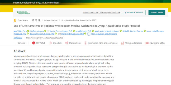 «End-of-Life Narratives of Patients who Request Medical Assistance in Dying: A Qualitative Study Protocol»