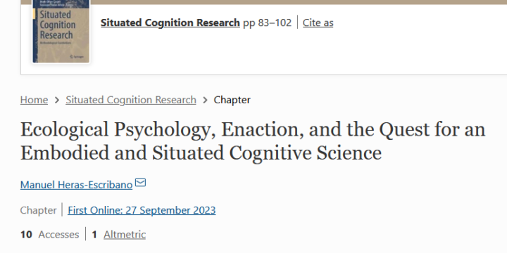 «Ecological Psychology, Enaction, and the Quest for an Embodied and Situated Cognitive Science»