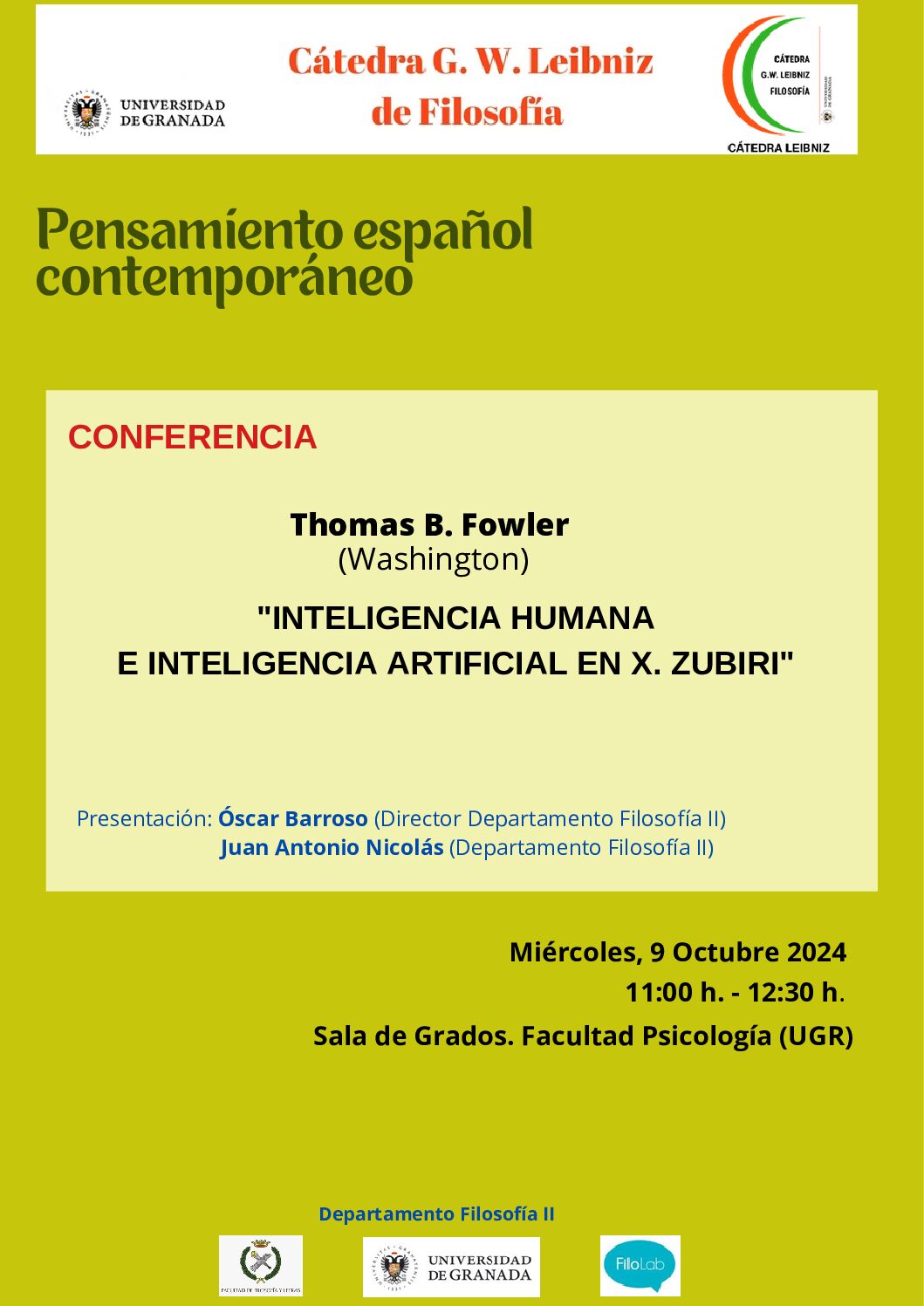 Conferencia: «Inteligencia humana e inteligencia artificial en X. Zubiri», por Thomas B. Fowler