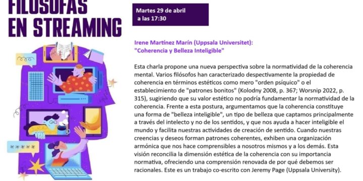 Tercera sesión de Filósofas en Streaming: «Coherencia y belleza inteligible»