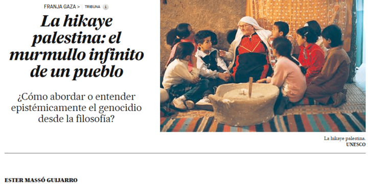 Artículo en prensa: «La hikaye palestina, el murmullo infinito de un pueblo»