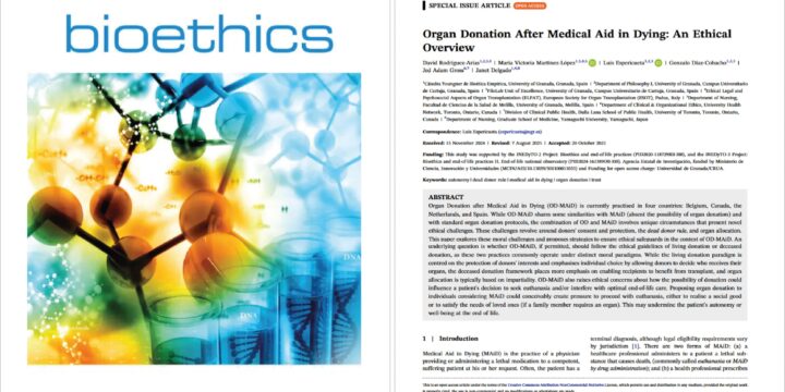 Publicación: «Organ Donation After Medical Aid in Dying: An Ethical Overview»