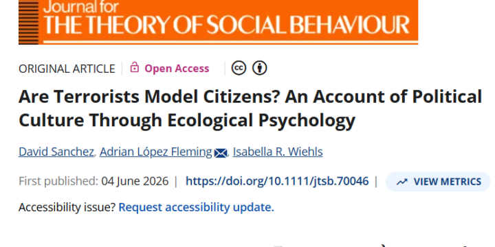 Publicación: «Are Terrorists Model Citizens? An Account of Political Culture Through Ecological Psychology»