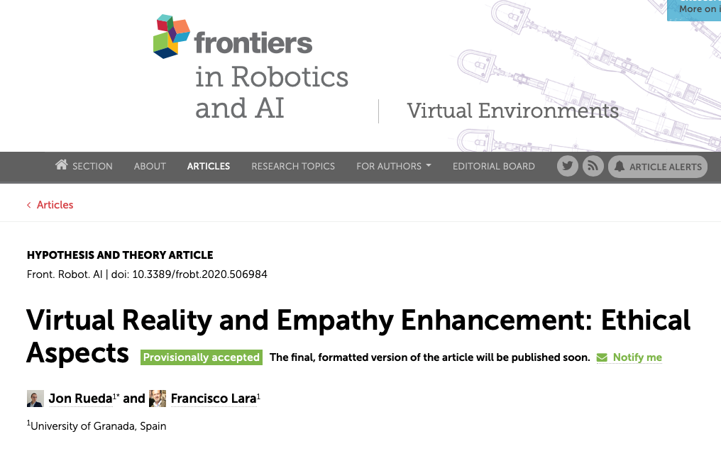Virtual Reality and Empathy Enhancement: Ethical Aspects