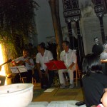 Los músicos F. Wilhelmi, M. Pérez, E. Lugones y Lázaro; y Milena Rodríguez, Recital Poesía en el Jardín, Casa de los Tiros, Granada, septiembre 2013