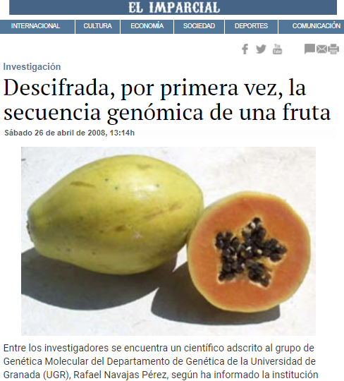 "Descifrada, por primera vez, la secuencia genómica de una fruta".